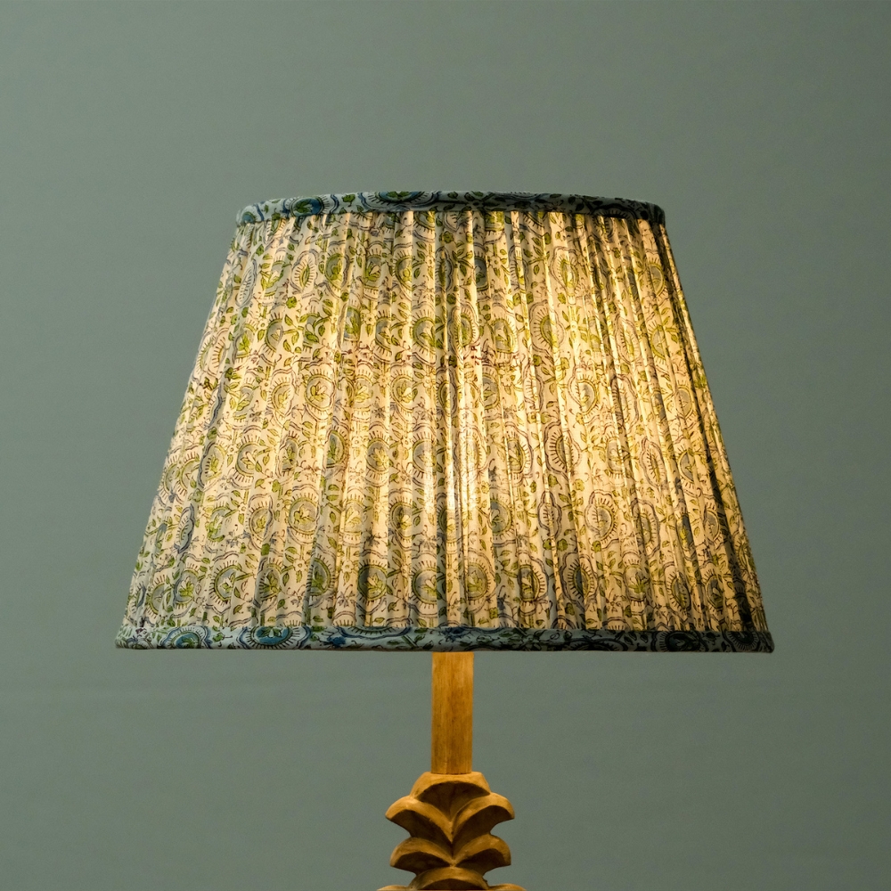 White Green Block Print Empire Lampshade Small